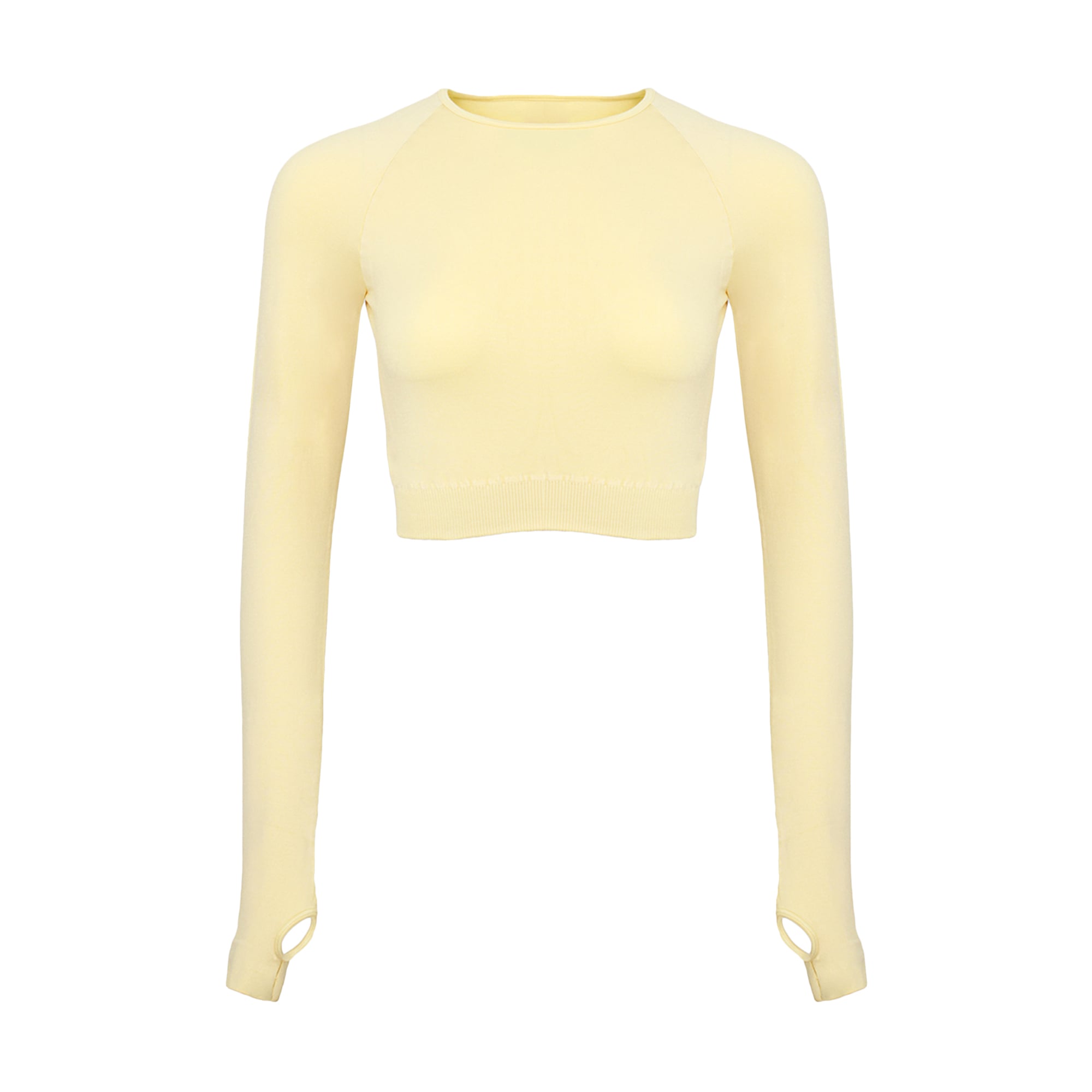 Безшовний кроп-лонгслів жіночий Flexit Flex Longsleeve Active з отворами для пальців, Yellow-Lemon Grass, розмір S/M