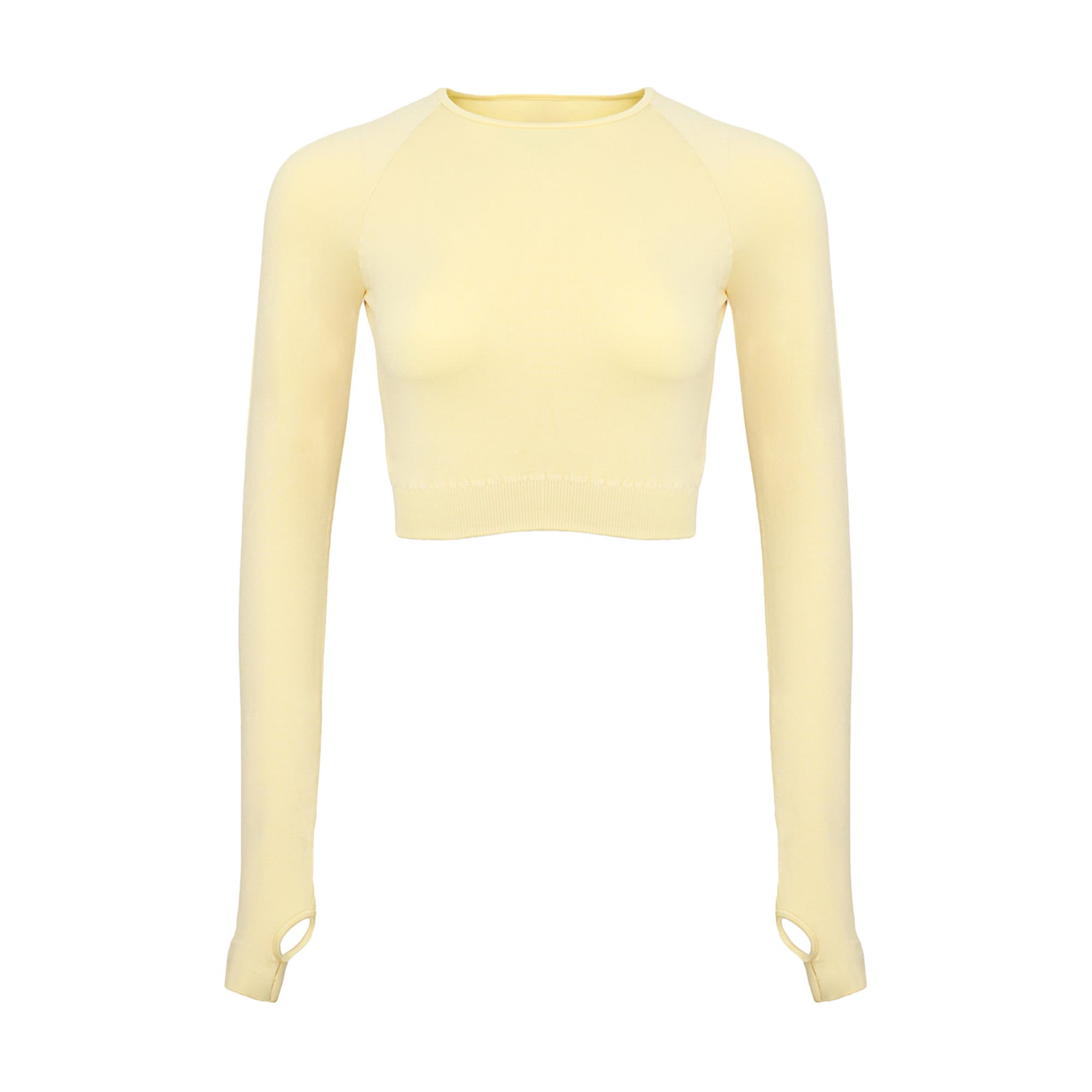 Безшовний кроп-лонгслів жіночий Flexit Flex Longsleeve Active з отворами для пальців, Yellow-Lemon Grass, розмір L/XL